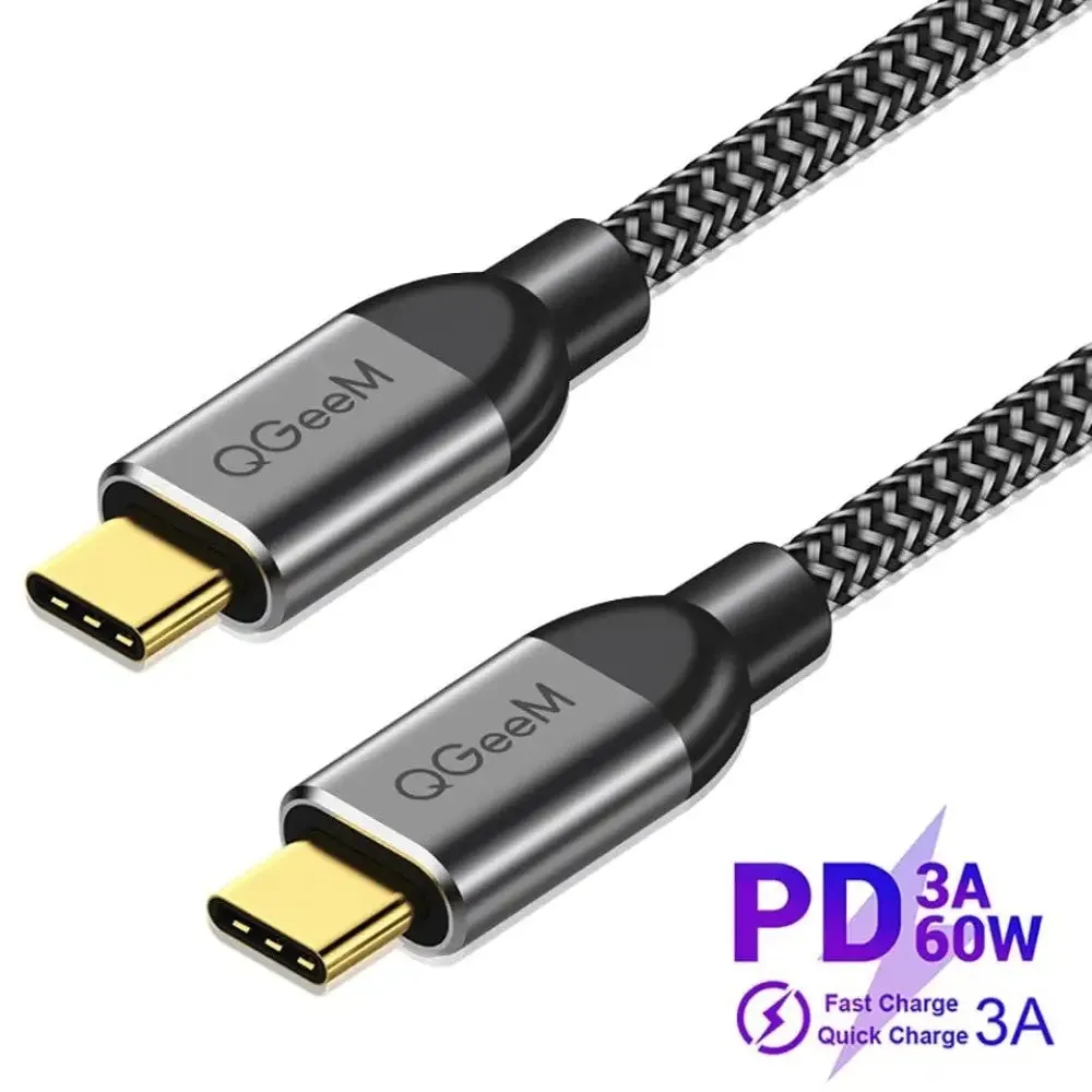 3.1 Type c to Usb c Gen2 Pd 60w Nylon Charging Cable for Samsung S9 S8 Macbook Pro