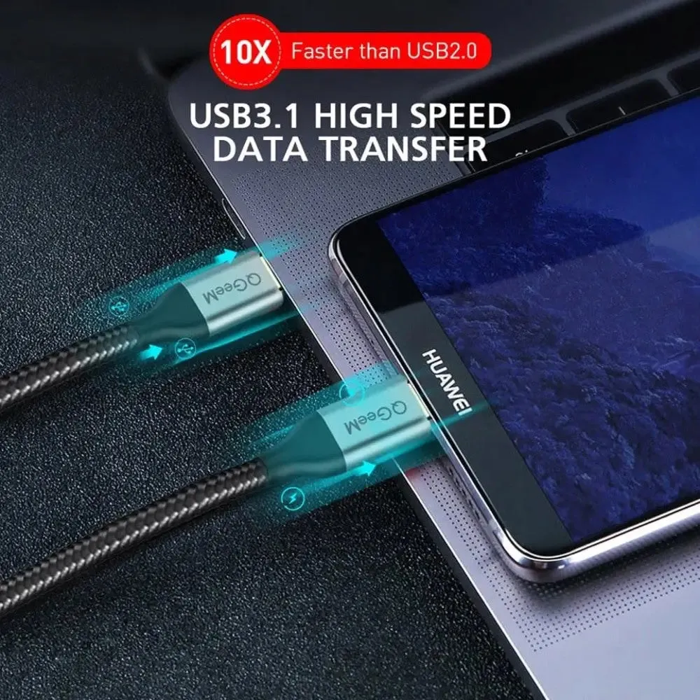 3.1 Type c to Usb c Gen2 Pd 60w Nylon Charging Cable for Samsung S9 S8 Macbook Pro