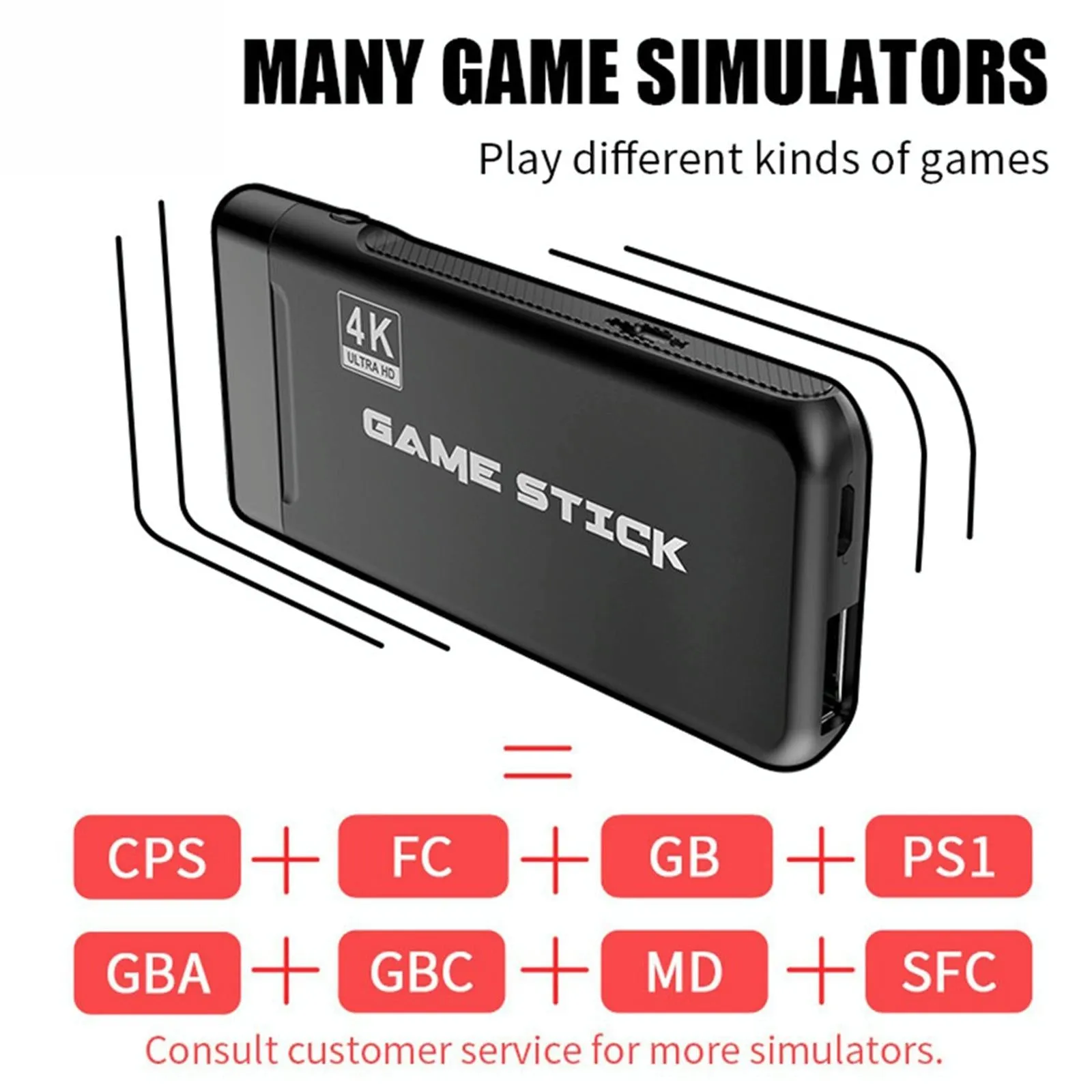 32Gb 4K Retro Game Stick   2 Wireless Gamepads & 3000 Games