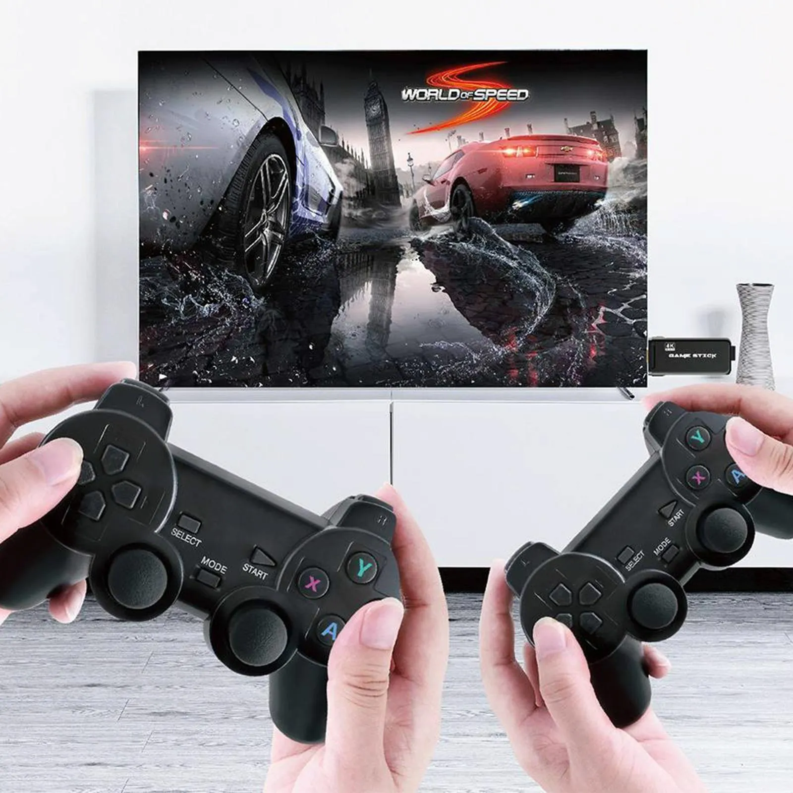 32Gb 4K Retro Game Stick   2 Wireless Gamepads & 3000 Games