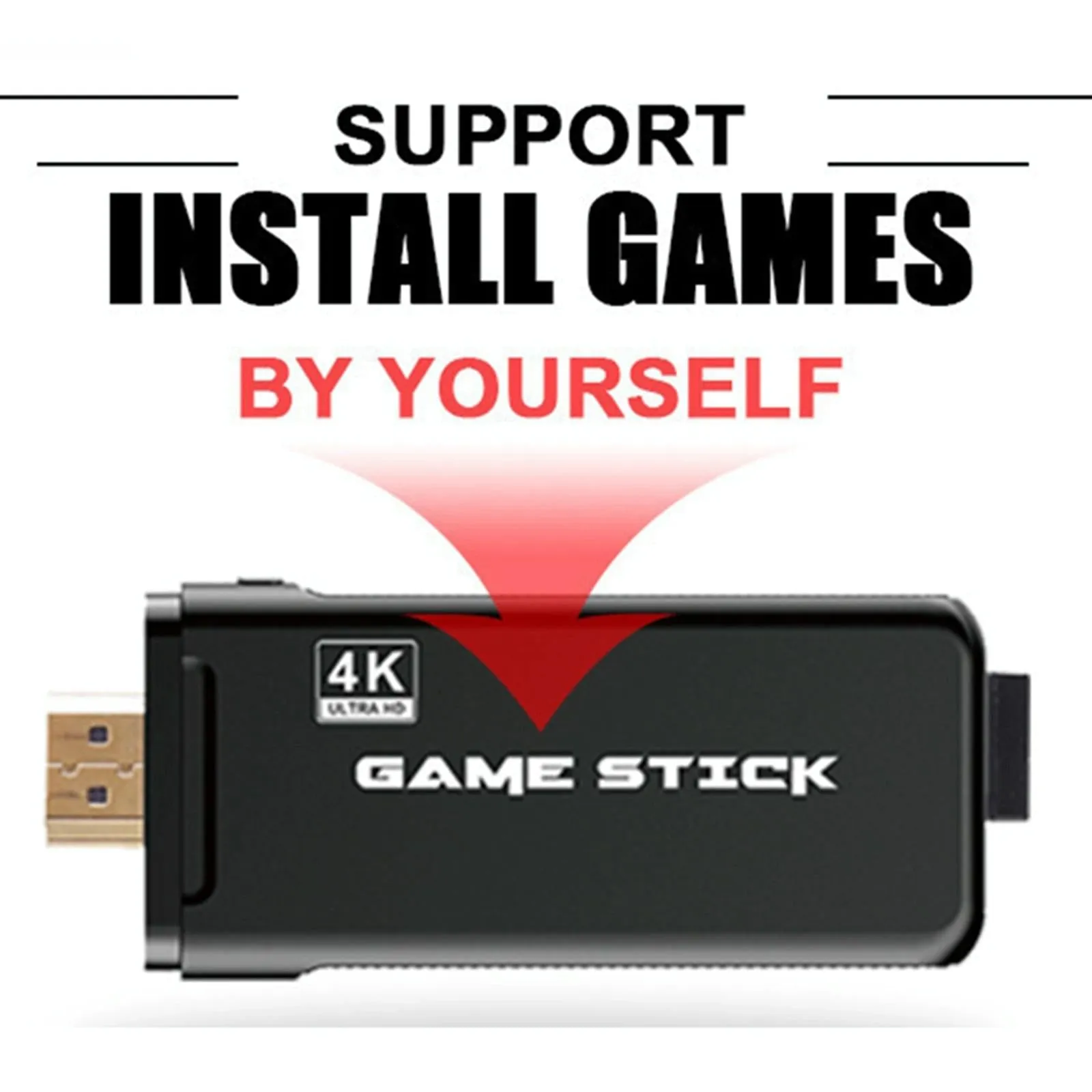 32Gb 4K Retro Game Stick   2 Wireless Gamepads & 3000 Games