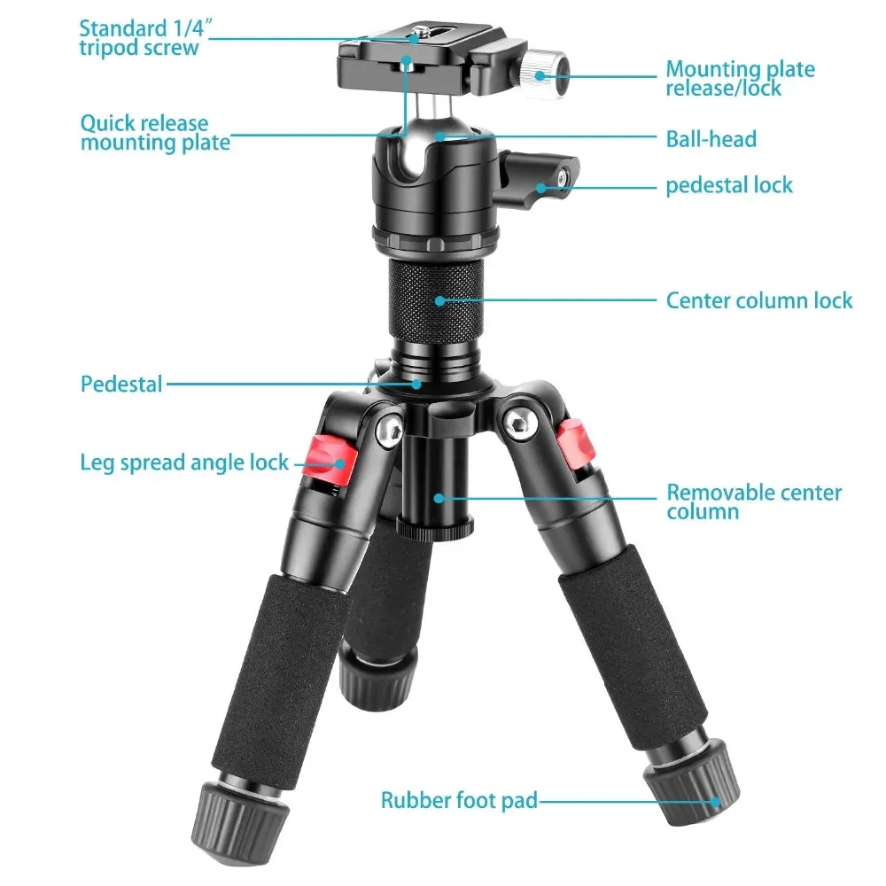 360 Ball Head Mini Tripod for Camera 20/50cm Aluminum Alloy with 1/4 Arca Type Quick Plate