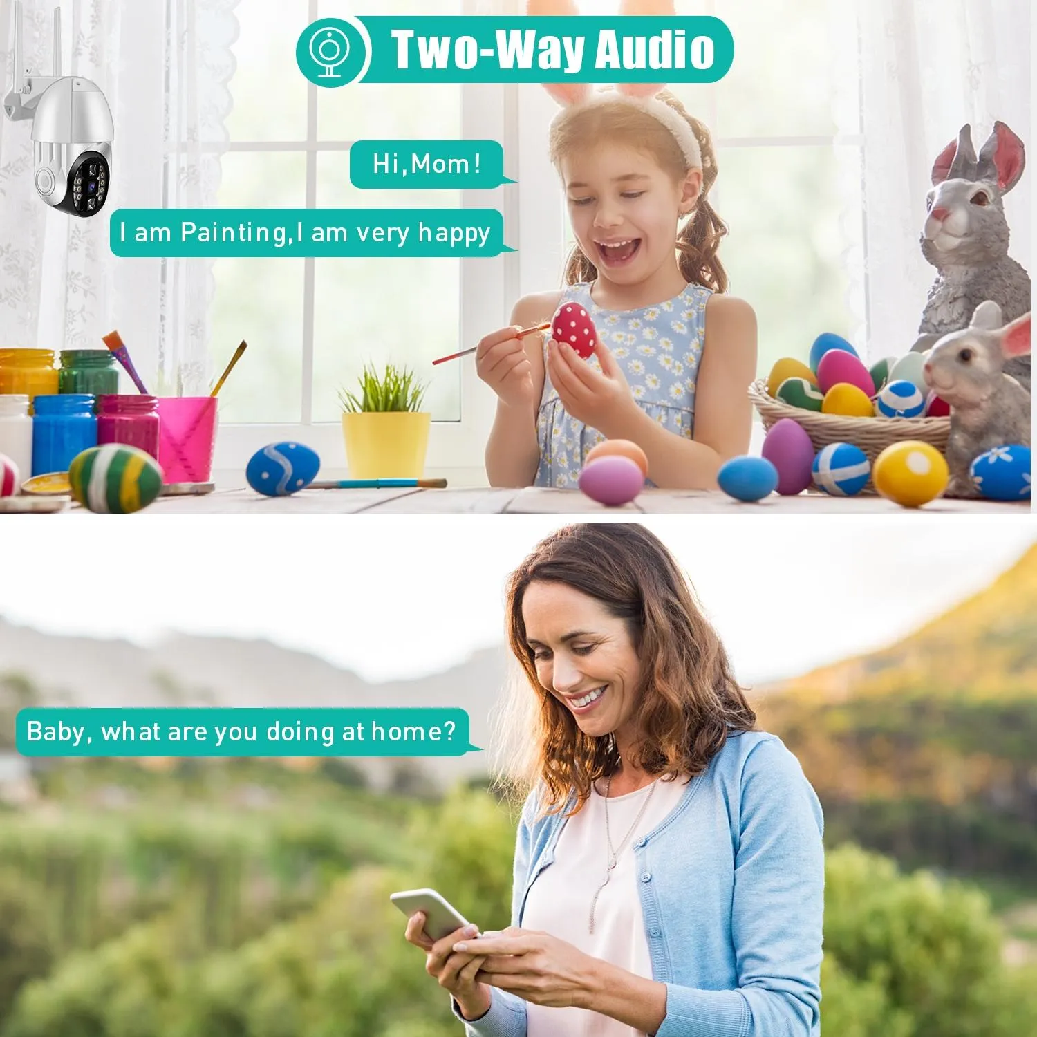 360° Rotating Wifi Camera | Full Color | Two-Way Voice | Motion Detection | 64GB TF Card