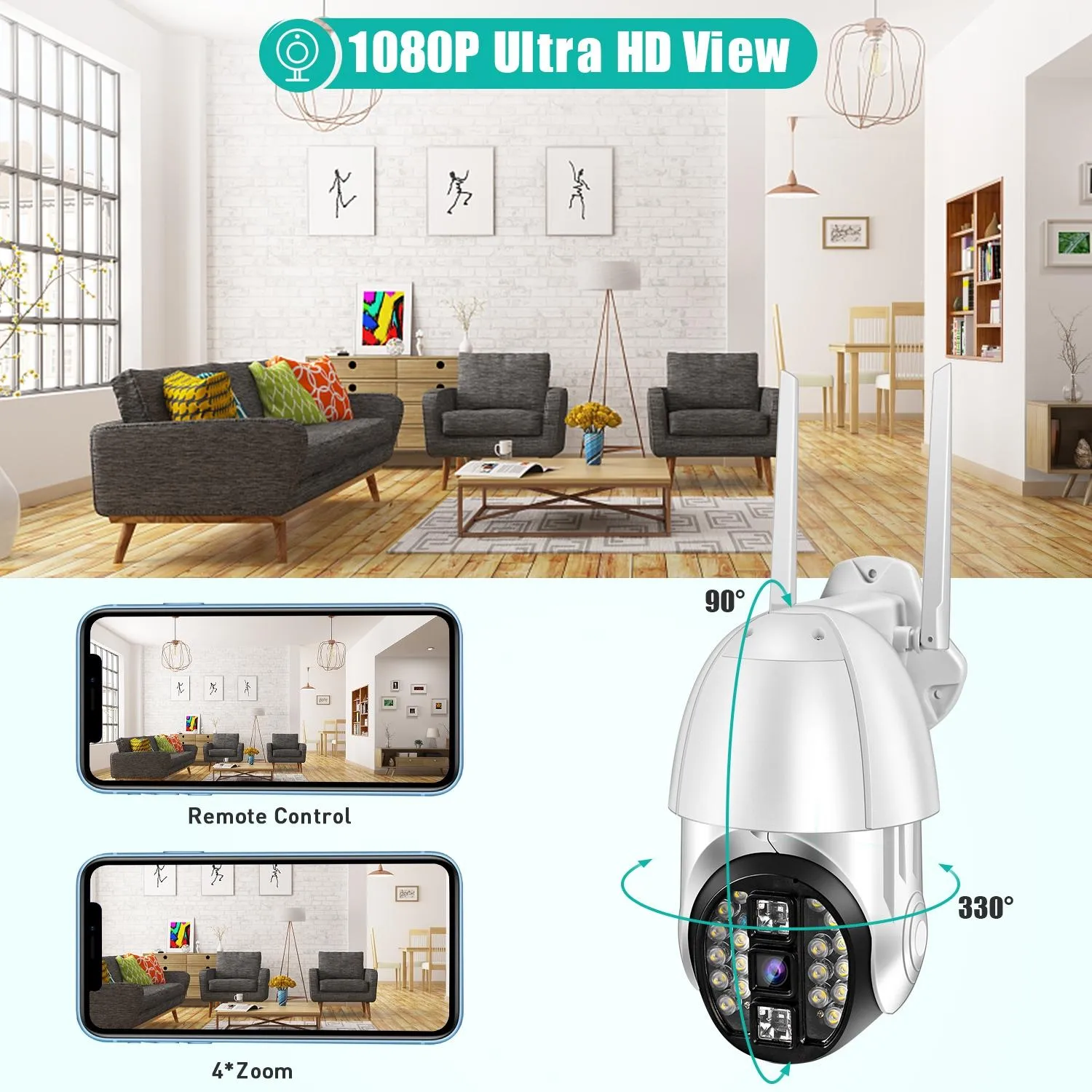 360° Rotating Wifi Camera | Full Color | Two-Way Voice | Motion Detection | 64GB TF Card