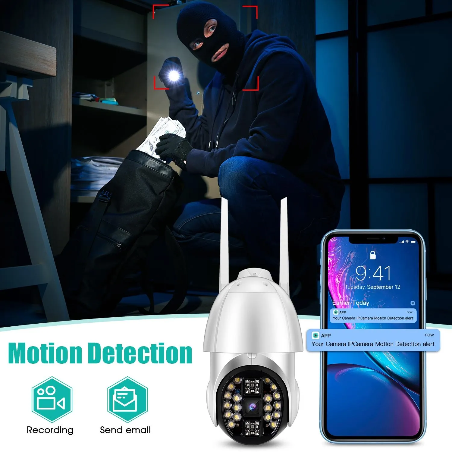 360° Rotating Wifi Camera | Full Color | Two-Way Voice | Motion Detection | 64GB TF Card