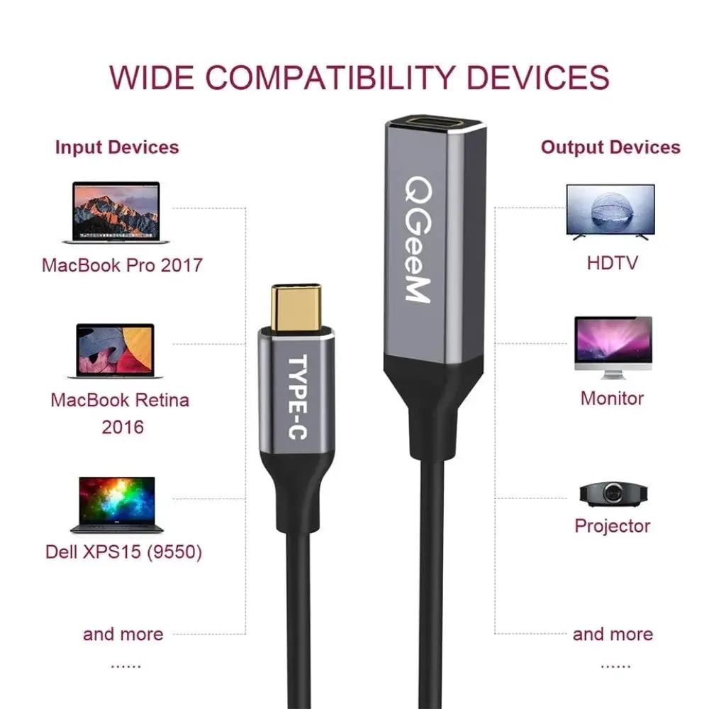 4k 60hz Usb Type c 3.1 to Mini-dp Female Cable Adapter for Macbook Huawei Mate 10 Samsung