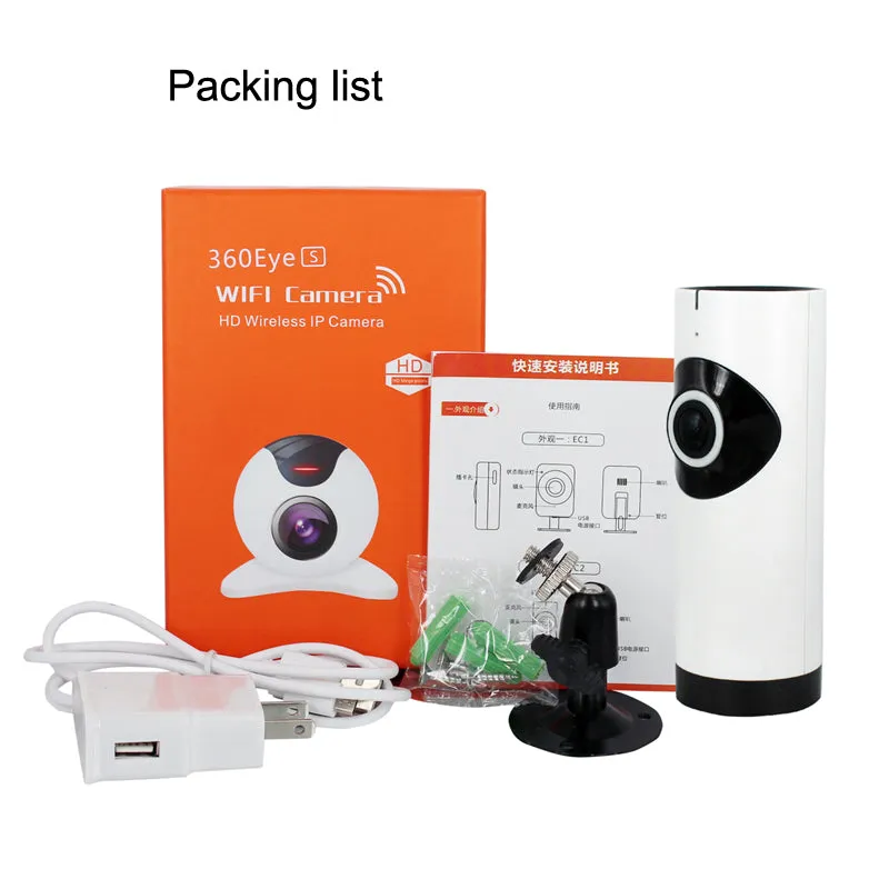 5pcs/Lot 185 Degree Fisheye Panoramic WIFI Camera IP P2P Cam EC2-G6 H.264 IR Night Vision 1 MP 1.44MM Lens 4 Colors Choice
