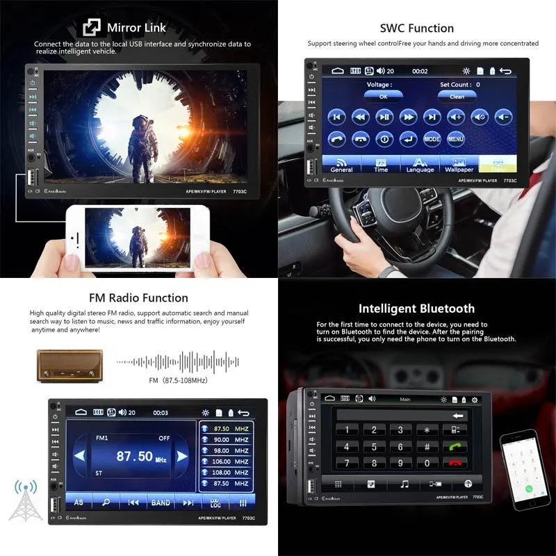 7 Inch Car Double Butt Mp5 Bluetooth Player - Universal Fit