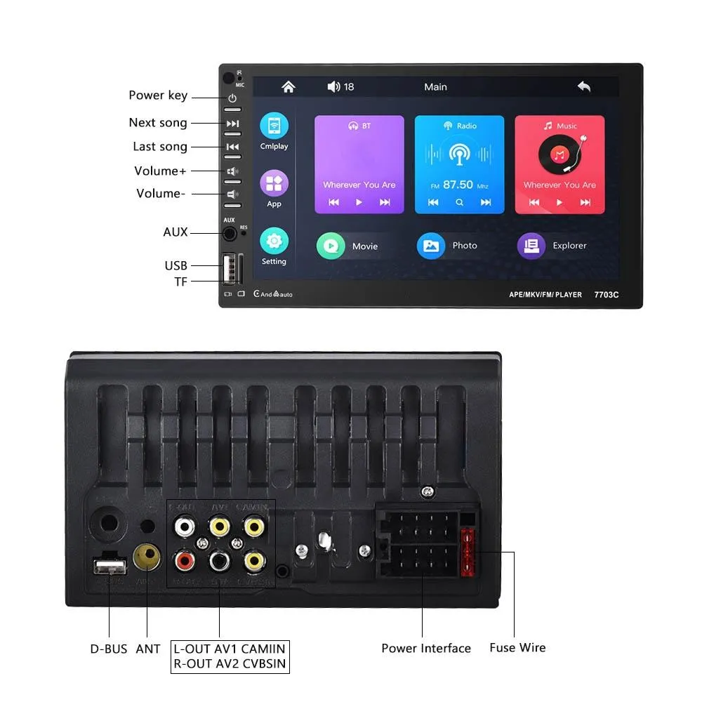 7 Inch Car Double Butt Mp5 Bluetooth Player - Universal Fit