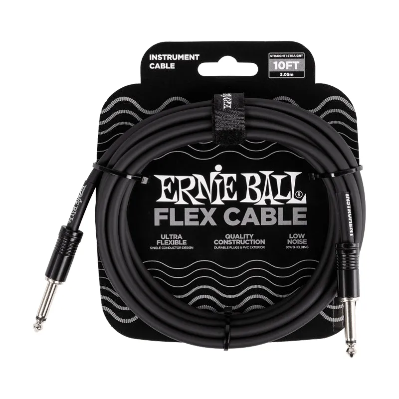 Ernie Ball P06434 Flex Instrument Cable Straight/Straight 10ft - Black