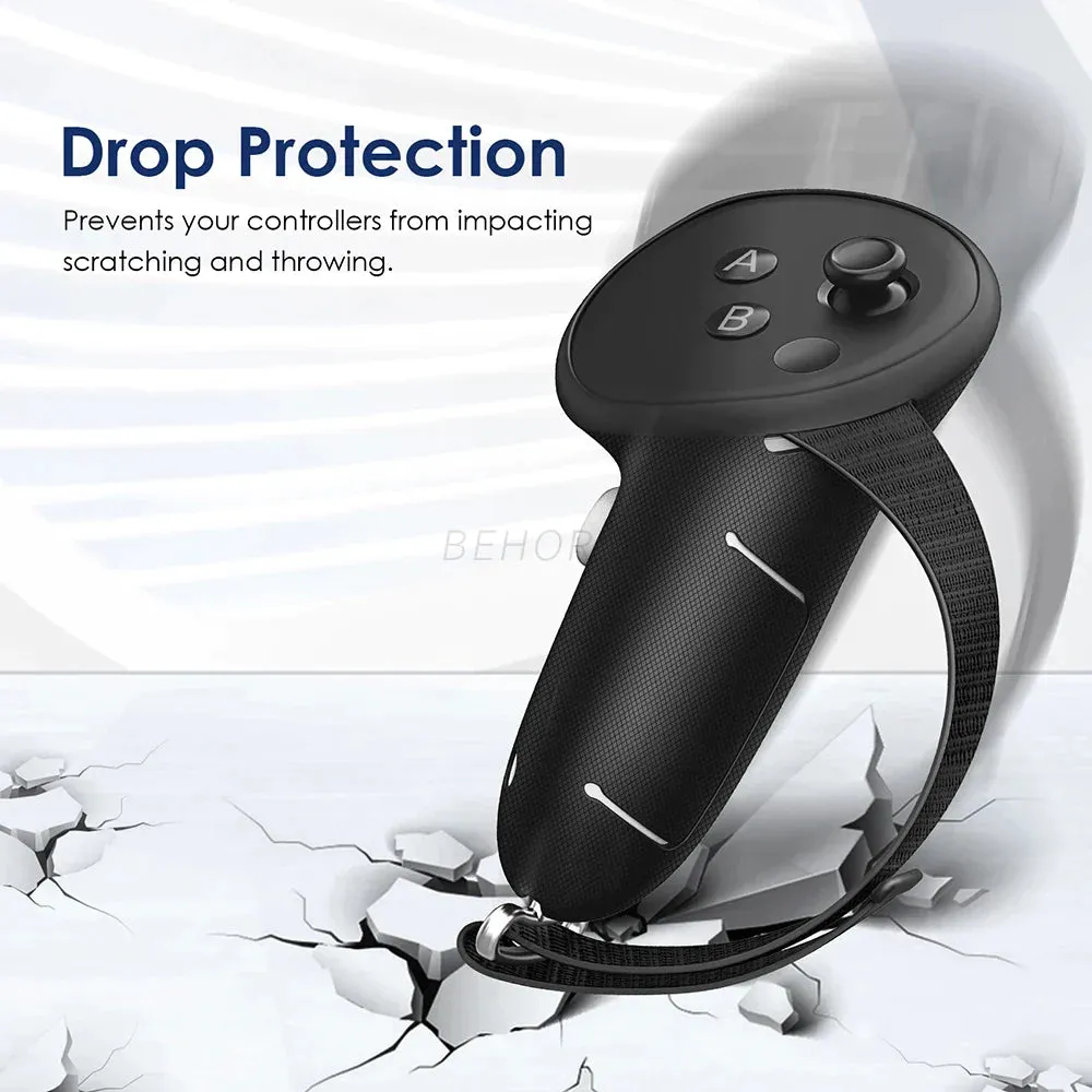 For Quest 3 Anti-collision Silicone Handle Protective Cover with Battery Opening Steering Knuckle