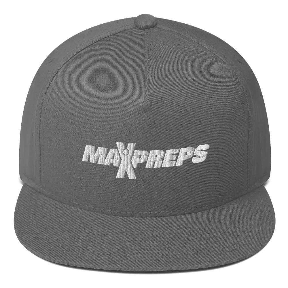 MaxPreps Logo White Embroidered Flat Bill Hat