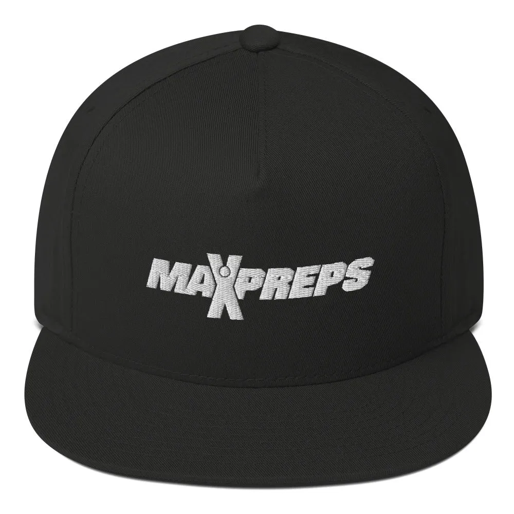 MaxPreps Logo White Embroidered Flat Bill Hat