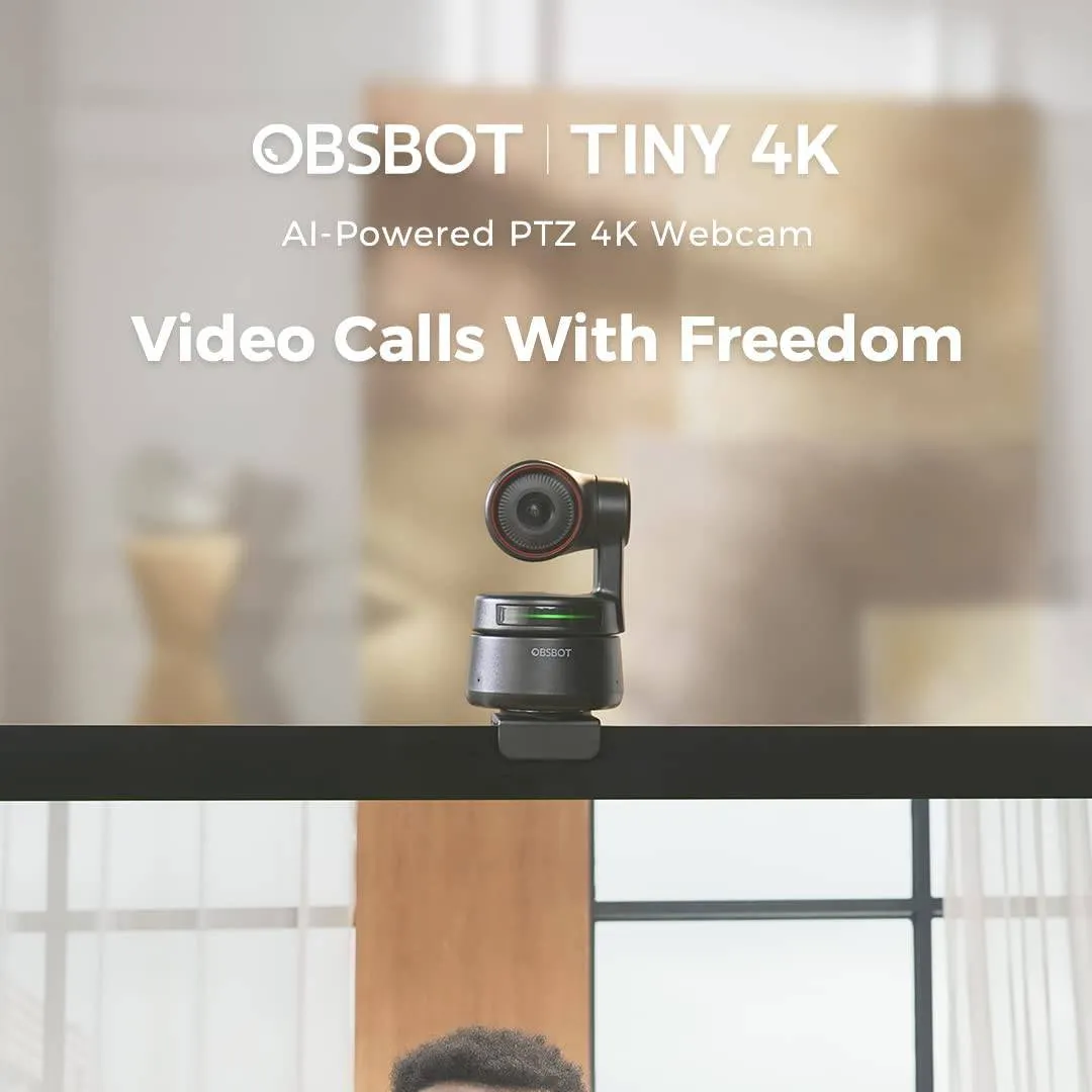 OBSBOT 4K Webcam Ultra HD Auto-Frame Gesture Control Webcam with 4X Zoom