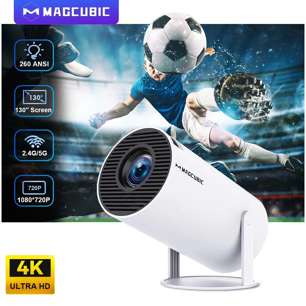 Projector Android 11 4K 1280*720P HY300 Dual Wifi 260ANSI 180Flexible BT5.0 Cinema Outdoor Portable Projetor HY300 Pro