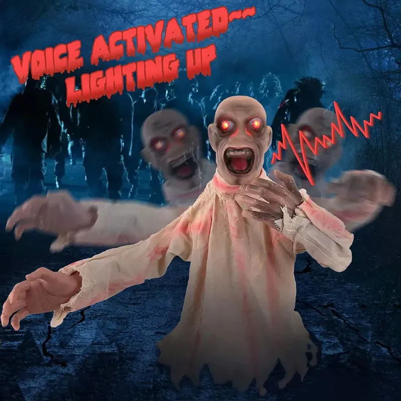 Sound & Touch-Activated Halloween Scary Swinging Ghost Prop Set