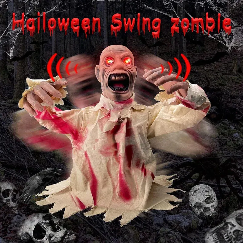 Sound & Touch-Activated Halloween Scary Swinging Ghost Prop Set