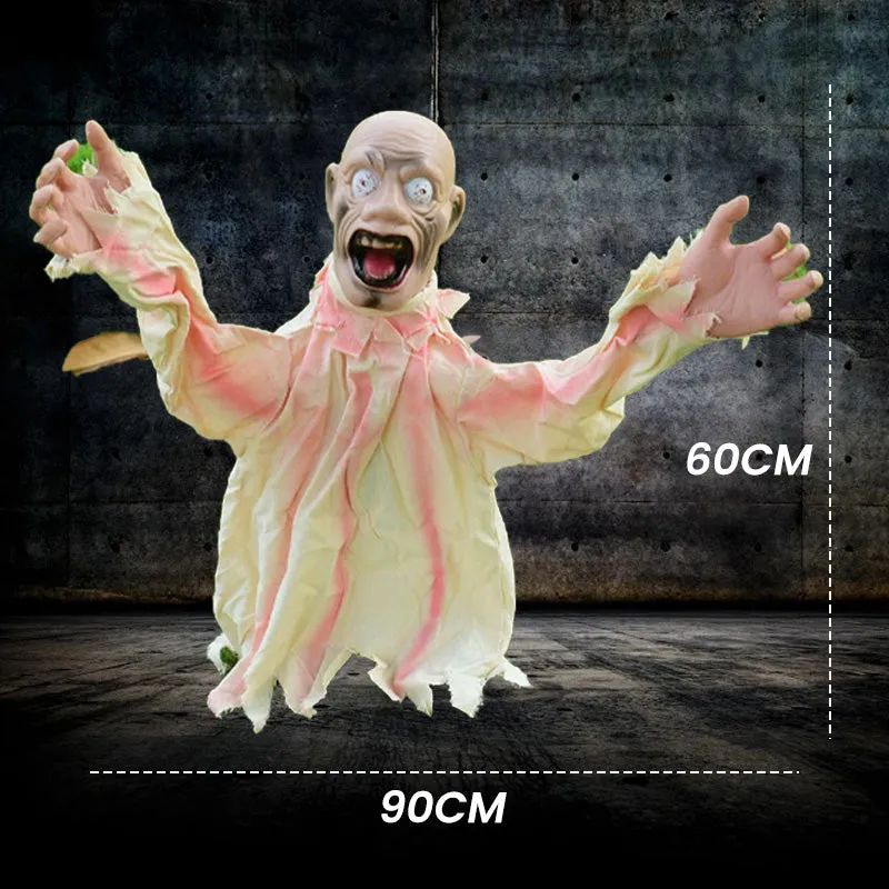 Sound & Touch-Activated Halloween Scary Swinging Ghost Prop Set