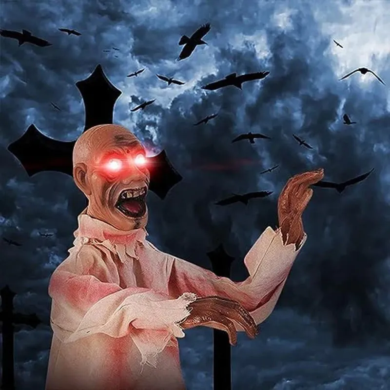 Sound & Touch-Activated Halloween Scary Swinging Ghost Prop Set
