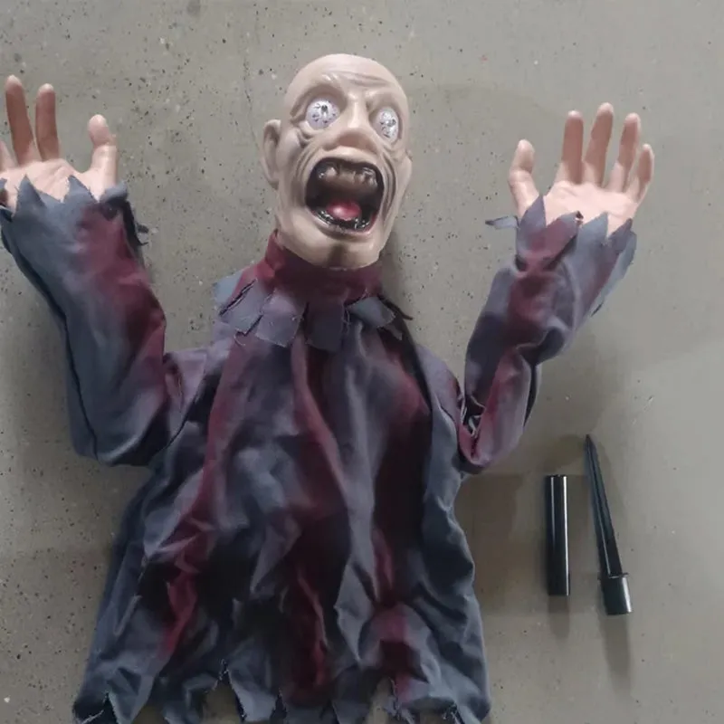 Sound & Touch-Activated Halloween Scary Swinging Ghost Prop Set