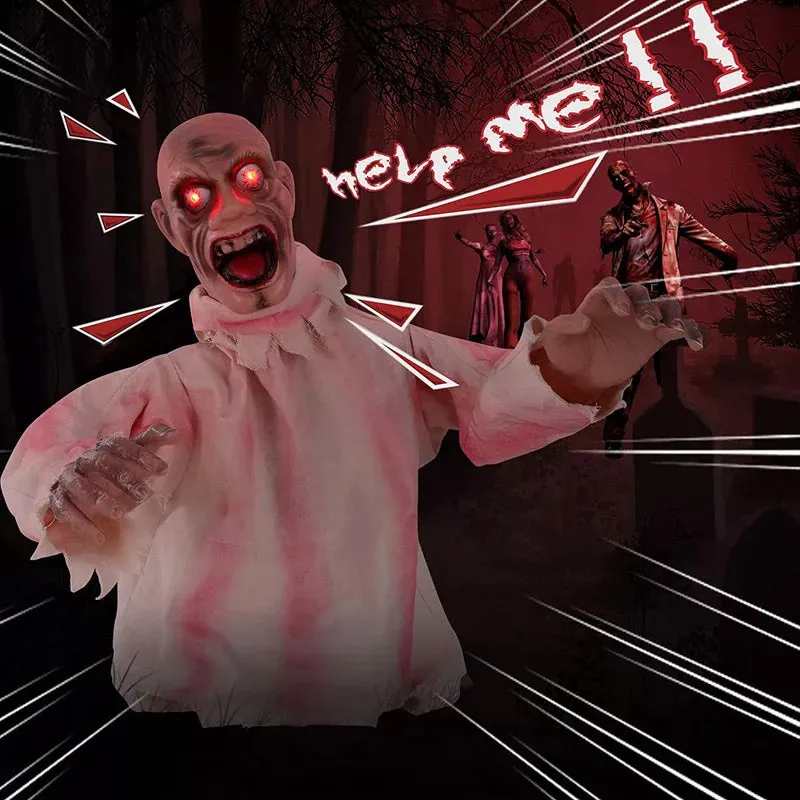 Sound & Touch-Activated Halloween Scary Swinging Ghost Prop Set