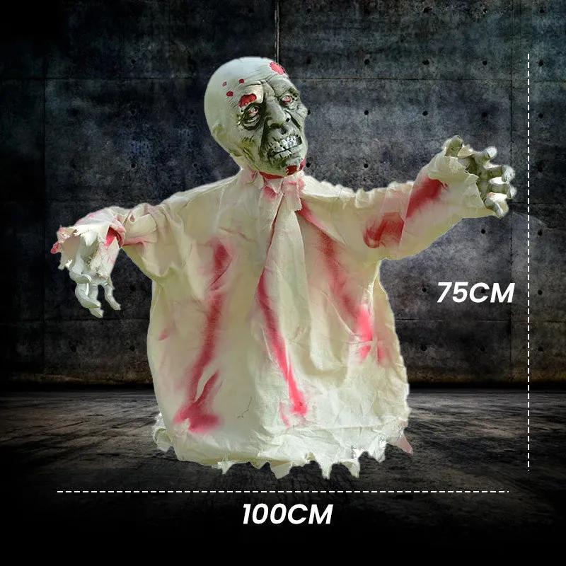 Sound & Touch-Activated Halloween Scary Swinging Ghost Prop Set