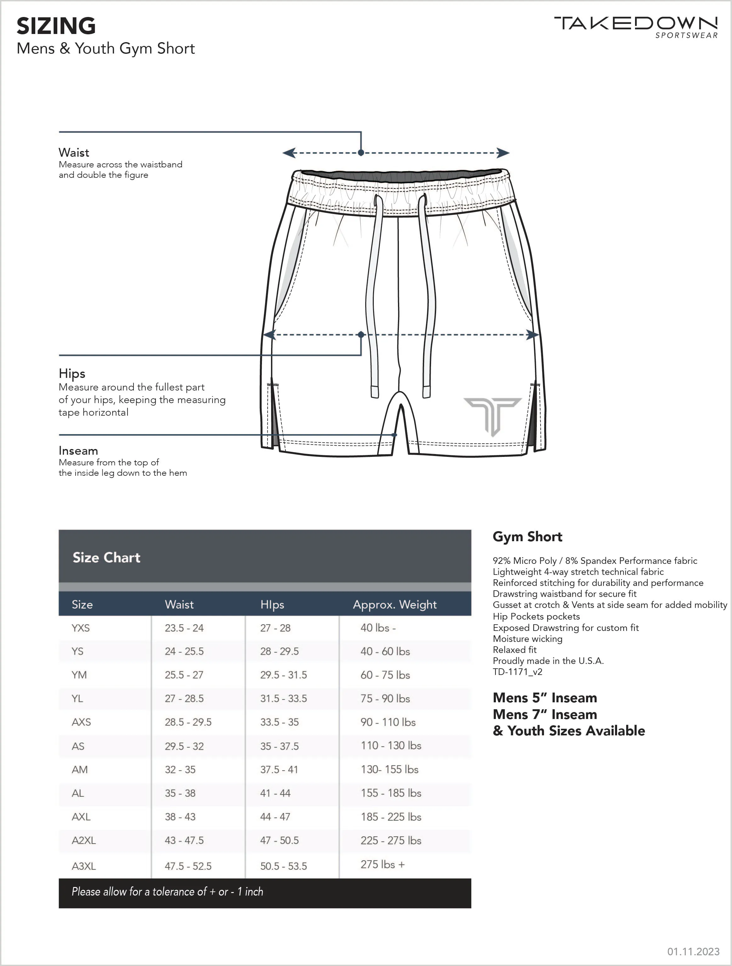 TD-GS-005 360 Custom Gym Shorts (5"&7 Inseam)