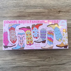 Western Cowgirl Boots - 400 Piece Panoramic Jigsaw Puzzle