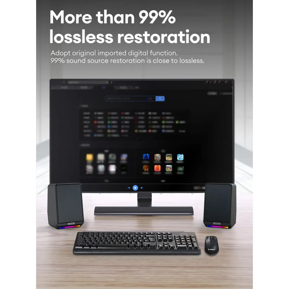 Wired Desktop Speakers with 360° Surround Sound and RGB Gaming Lights